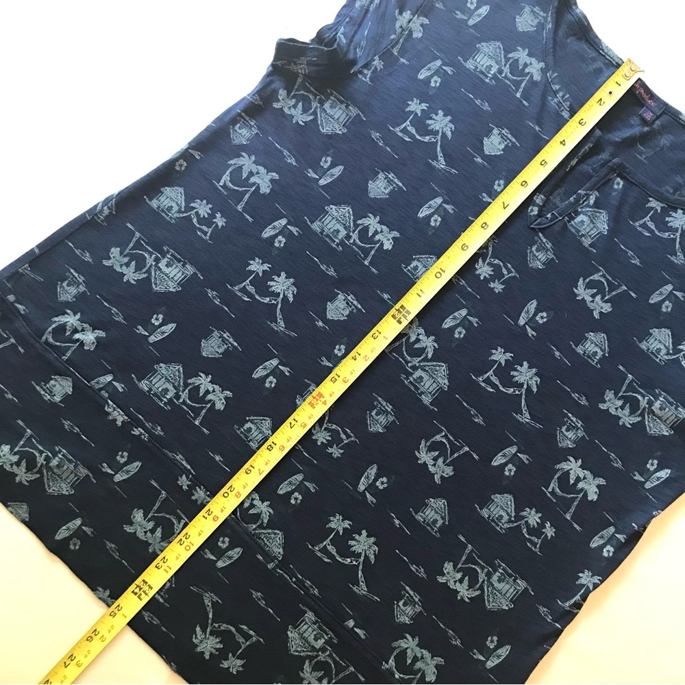 Fresh Produce Vintage Print Split Neck Tee Navy S - Picture 6 of 9